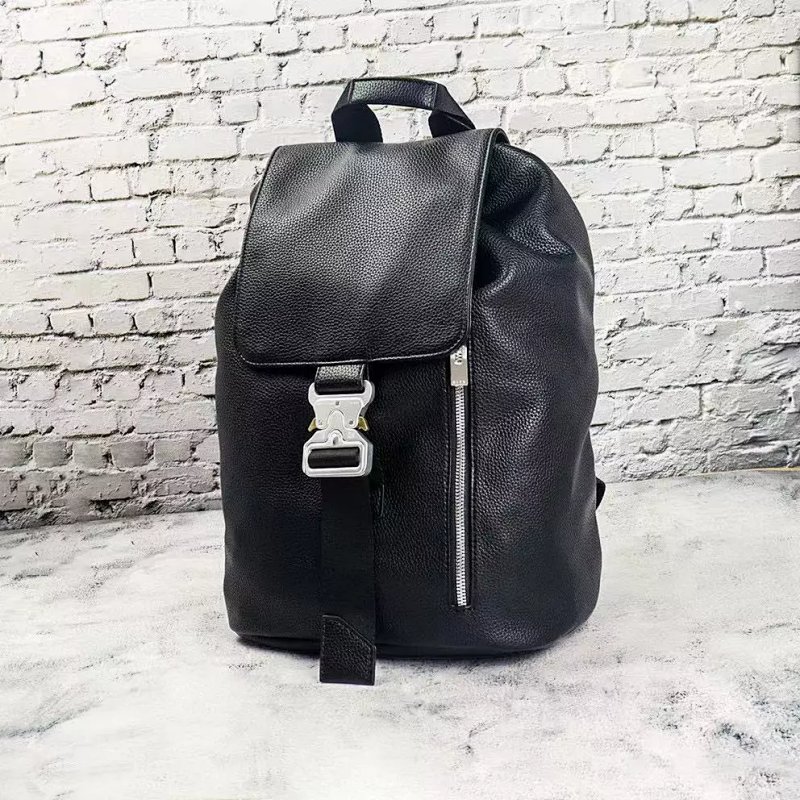 Leather Backpack with Buckle Closure Black