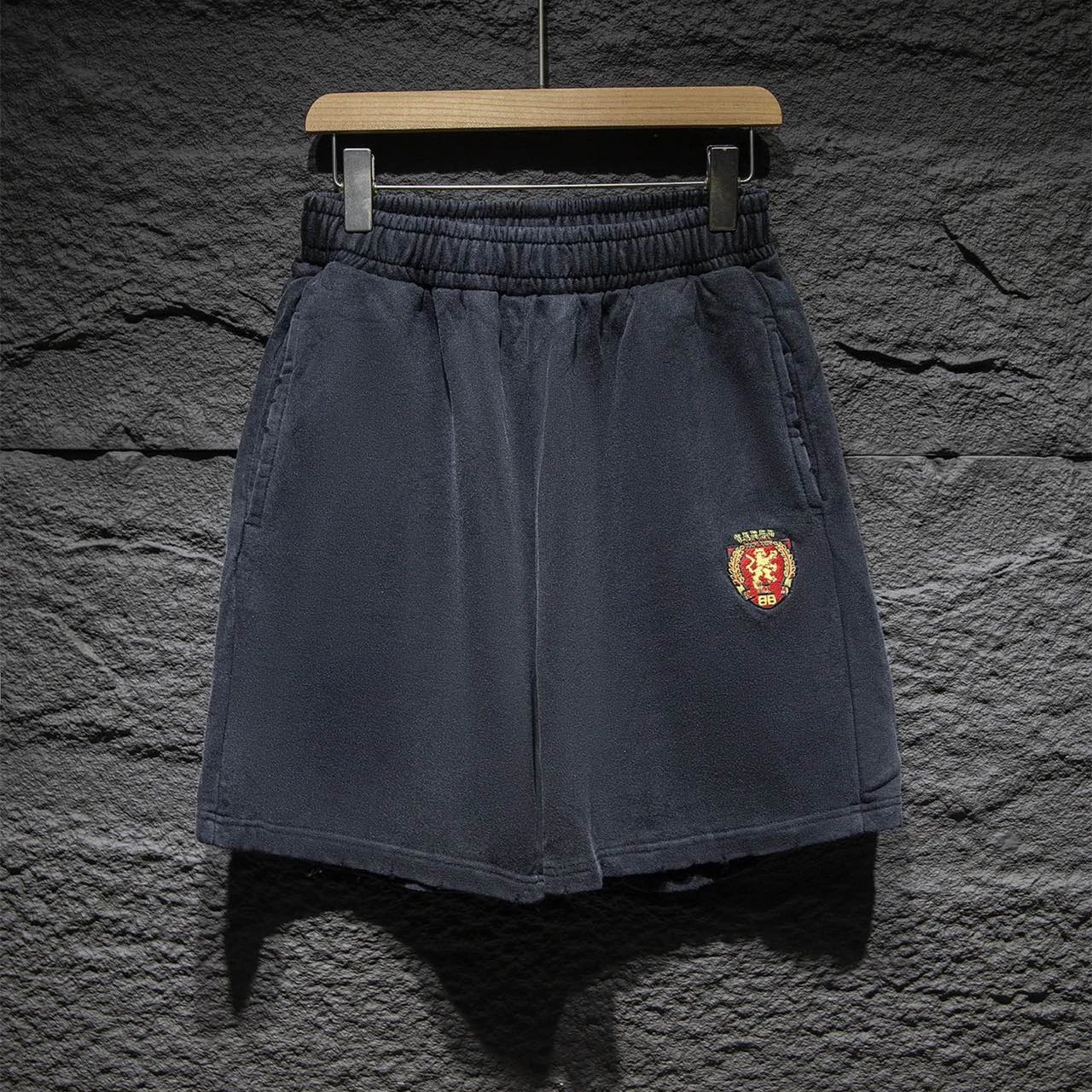 Dark Blue Elastic Waist Shorts