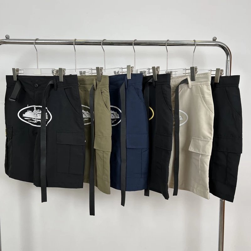 ELITEWORK Cargo Shorts Navy with Oval Graphic Print - 3
