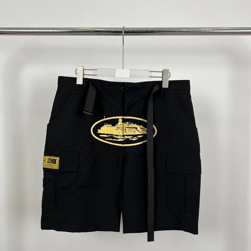 ELITEWORK Cargo Shorts Navy with Oval Graphic Print - 7
