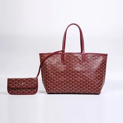 Goyard Saint Louis Tote Bag Burgundy with Mini Pouch - 1
