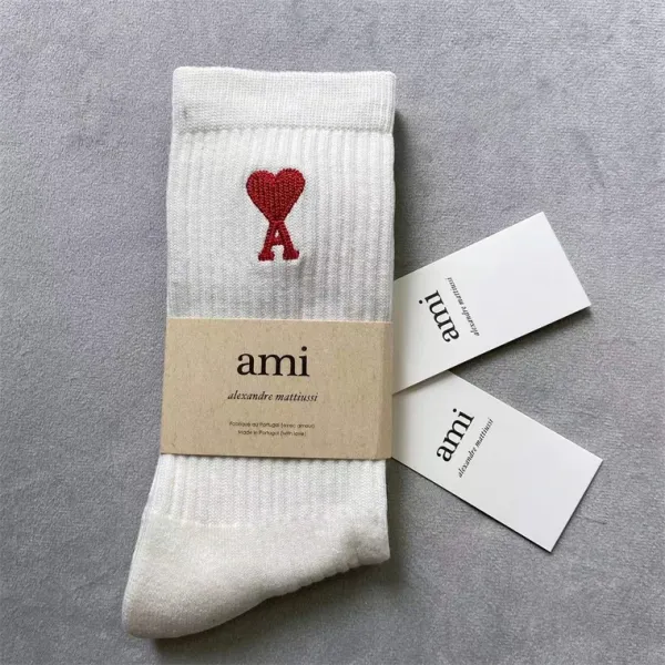 Ami Alexandre Mattiussi Striped Heart Embroidery Socks Green - 8