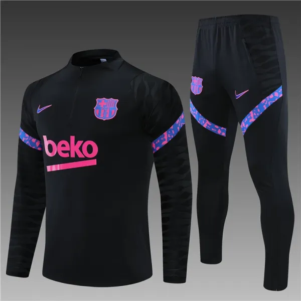 FC Barcelona Training Tracksuit Black Pink Camo Activewear Set - 1