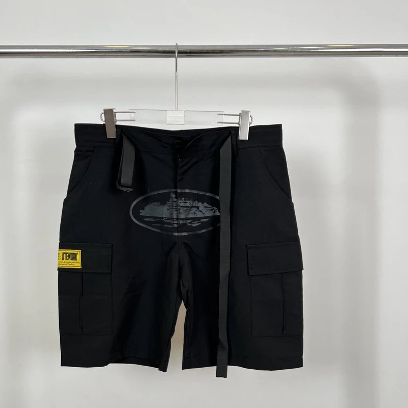 ELITEWORK Cargo Shorts Navy with Oval Graphic Print - 9