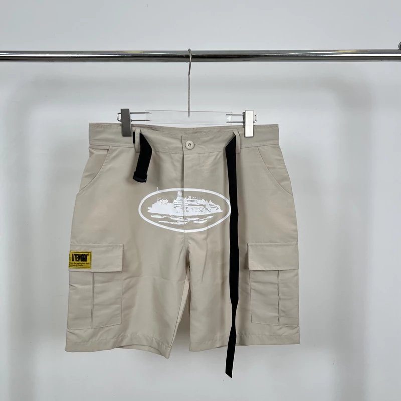 ELITEWORK Cargo Shorts Beige with Black Strap Detail