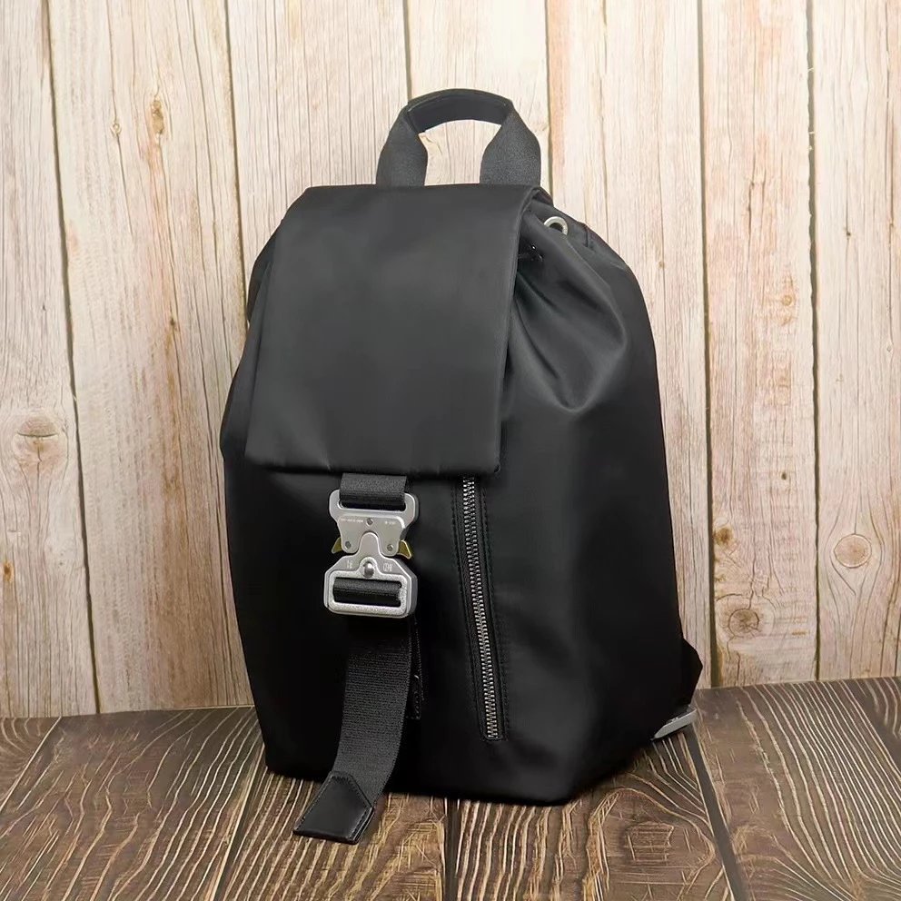 Design Leather Backpack with Buckle Closure Black - 11