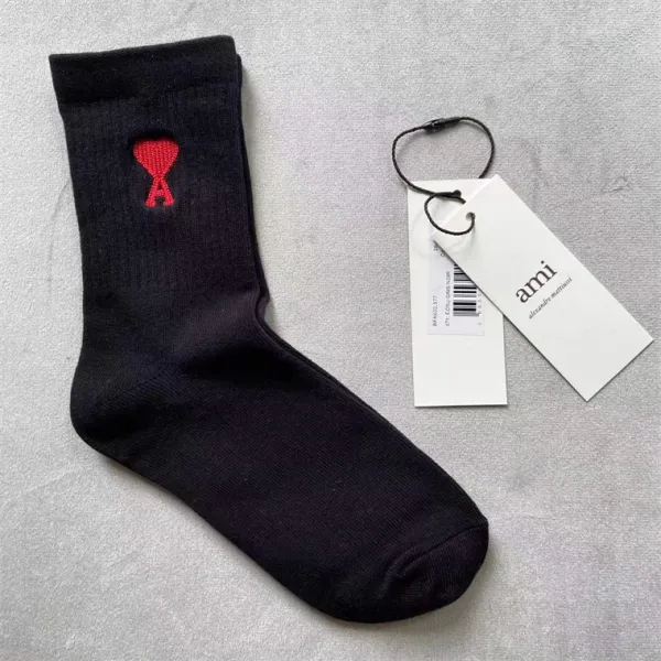 Ami Alexandre Mattiussi Striped Heart Embroidery Socks Green - 4