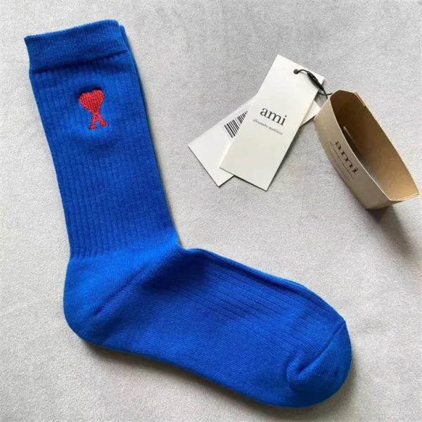 Ami Alexandre Mattiussi Striped Heart Embroidery Socks Green - 9