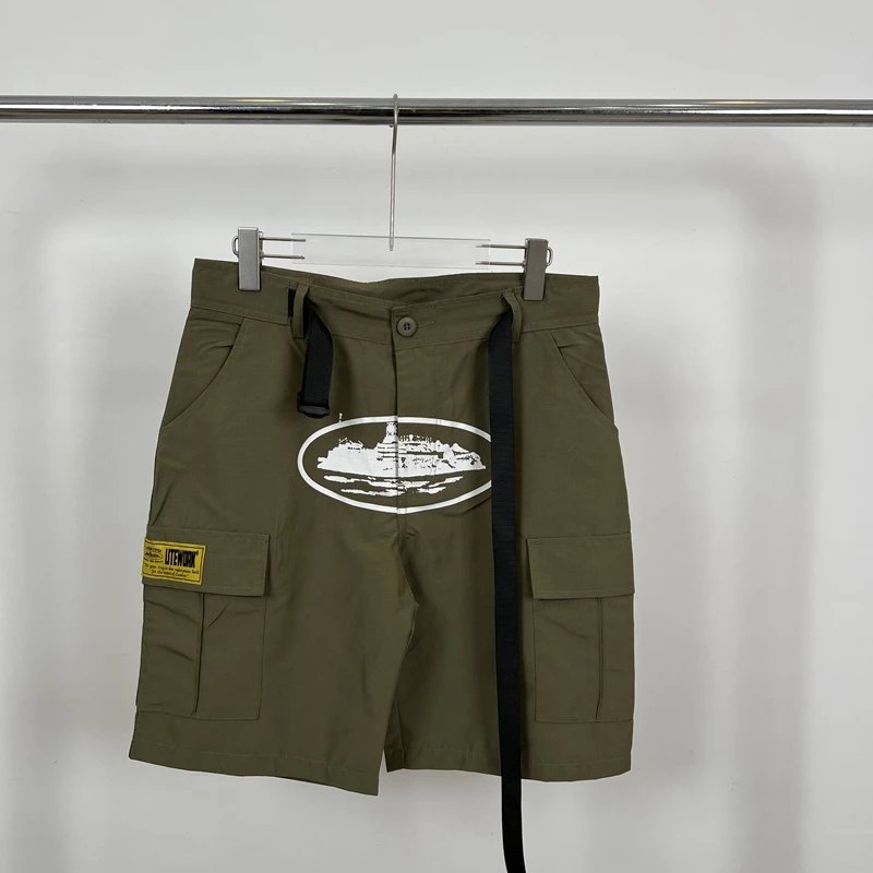 ELITEWORK Cargo Shorts Navy with Oval Graphic Print - 13