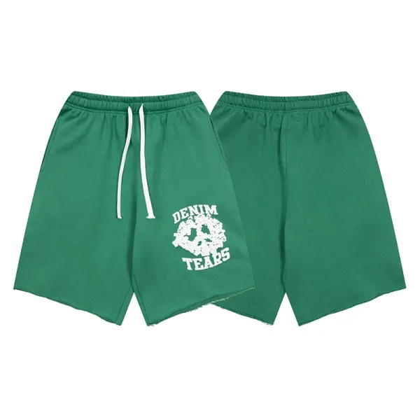 Denim Tears Logo Print Drawstring Shorts Green - 1