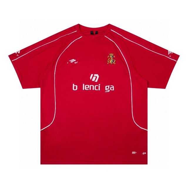 Balenciaga Red Oversized Cotton Logo T-Shirt