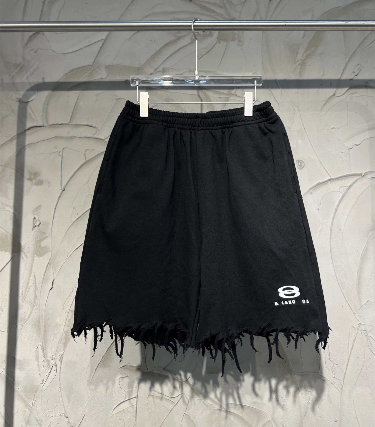 Balenciaga Black Frayed Shorts