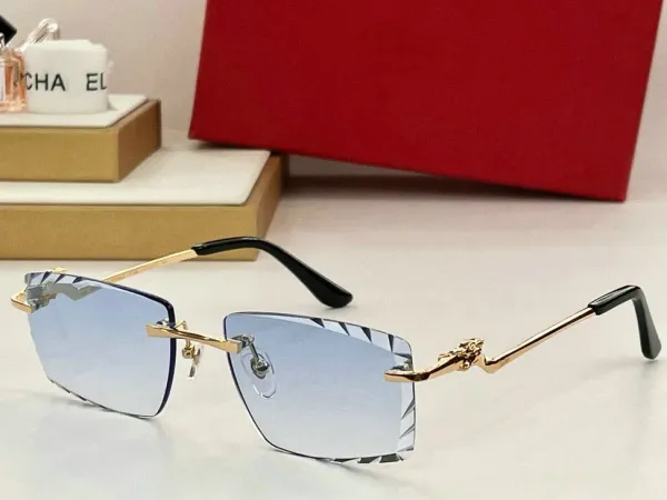 Design Rimless Gradient Blue Optical Glasses with Gold Dragon Temples - 1