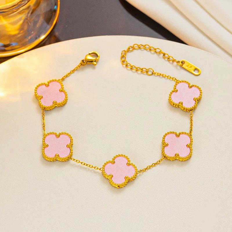 913-2 Pink Shell Bracelet Gold 1.5CM