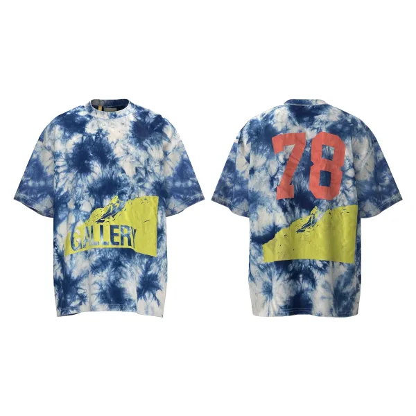 Gallery Dept Tie-Dye Graphic T-Shirt Blue Yellow - 1