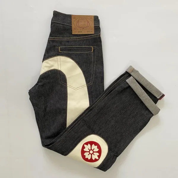 Evisu Fuji Flower Patch Denim Jeans - 1