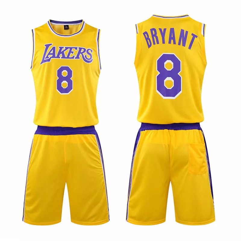 Los Angeles Lakers Kobe Bryant #8 Yellow Basketball Jersey Set