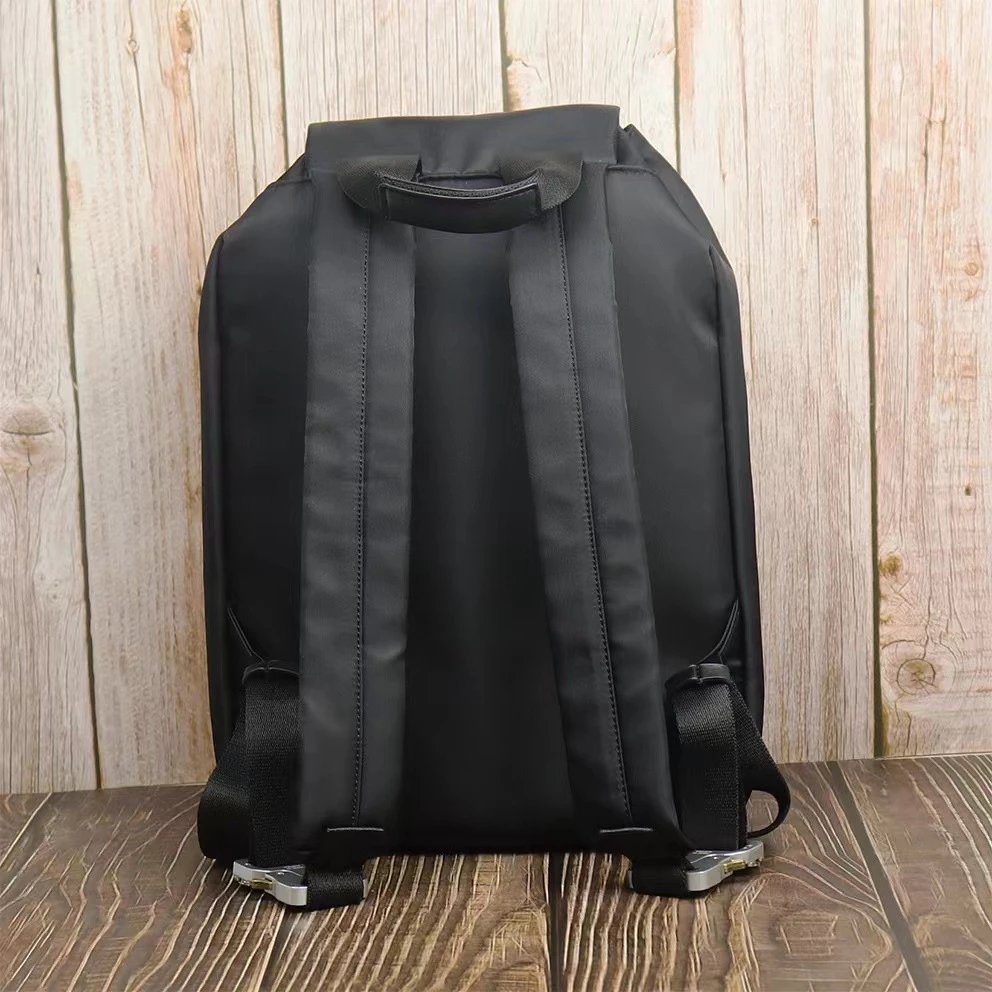 Design Leather Backpack with Buckle Closure Black - 12