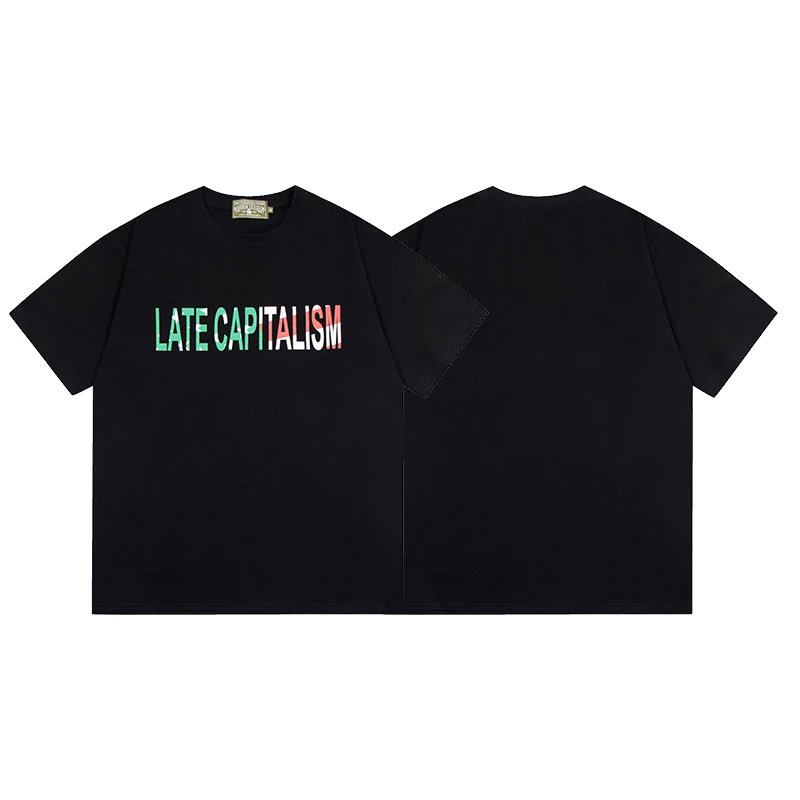 Design Late Capitalism Graphic Print Black T-Shirt Tops.t Shirts - 1