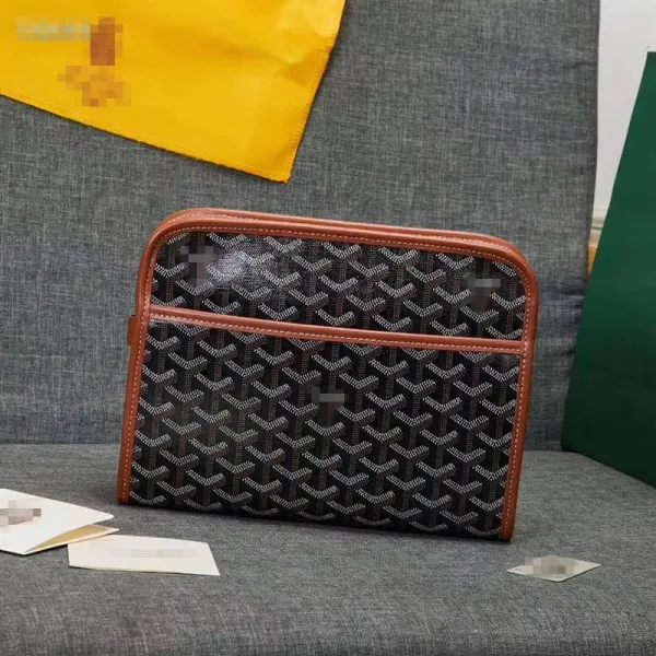 Goyard Saint Louis Pouch Black with Brown Leather Trim Clutch Clutches - 1