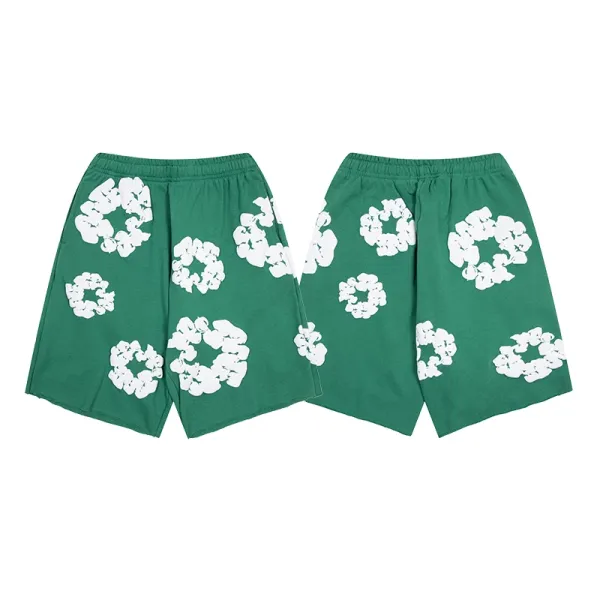 Design Floral Print Green Shorts - 1