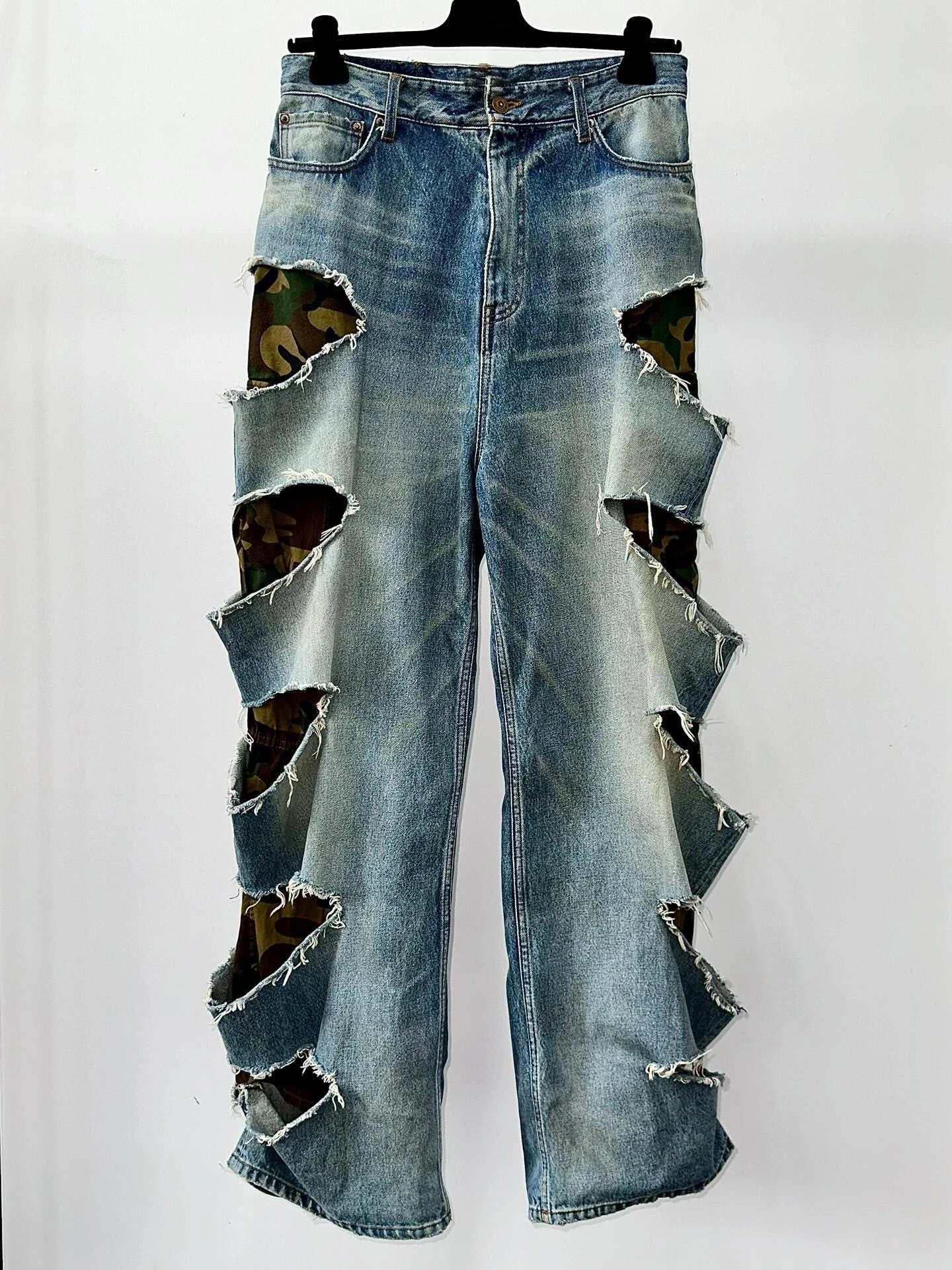 Balenciaga Slashed Camo Jeans