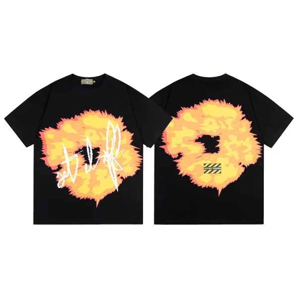 Off-White Flame Graphic T-Shirt Black - 1