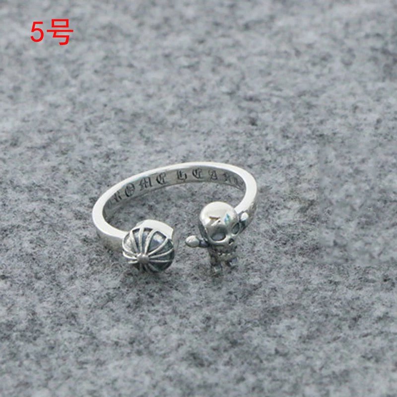 Skull and Ball Adjustable Ring Silver Jewelry