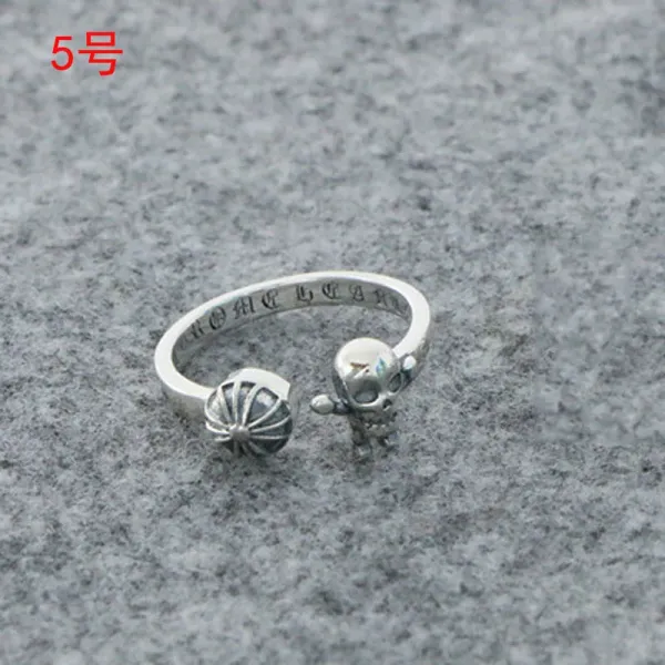 Design Skull and Ball Adjustable Ring Silver Jewelry - 1