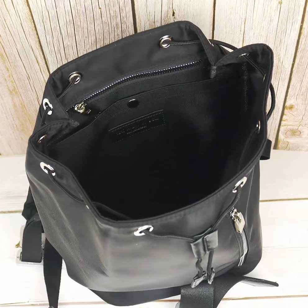 Design Leather Backpack with Buckle Closure Black - 15