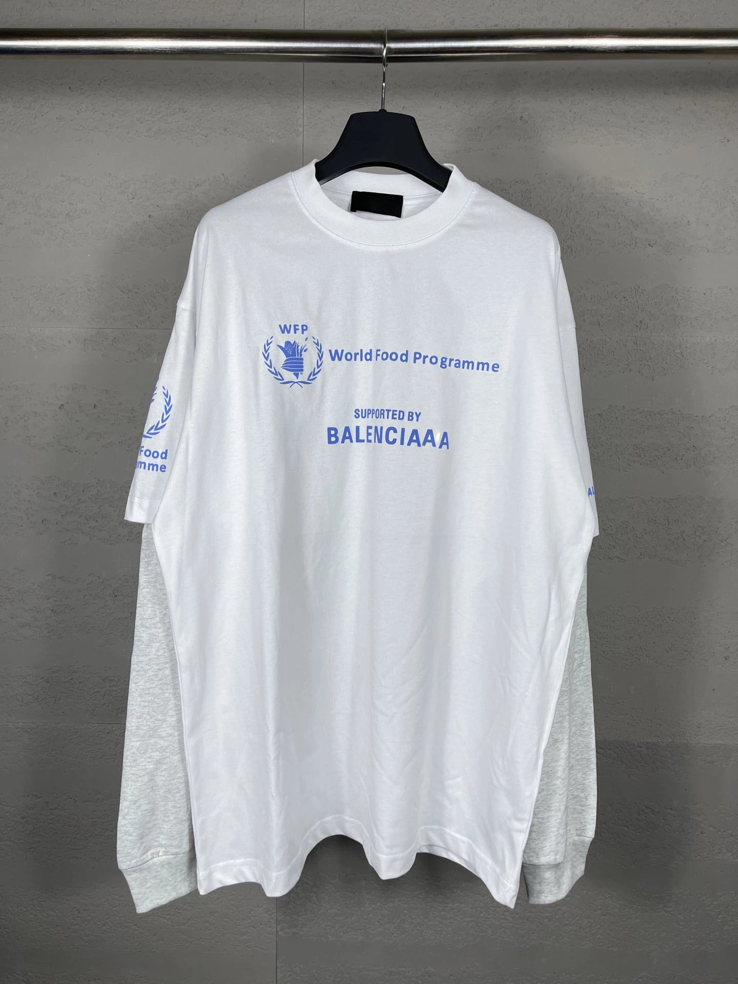 WFP x Balenciaga White T-Shirt with Blue Print - 197698
