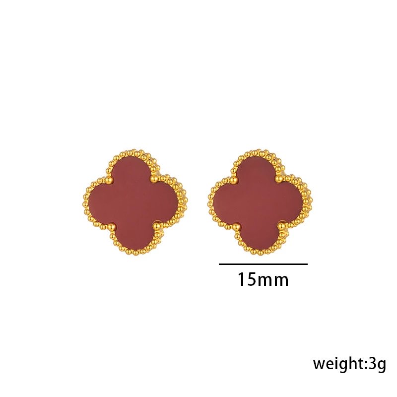 6606 Red Shell Stud Earrings 1.5CM