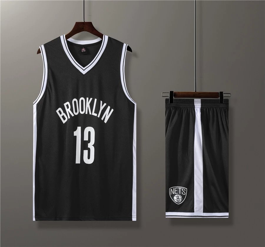 NBA Brooklyn Nets Jersey Set Black / White Basketball Uniform Sets