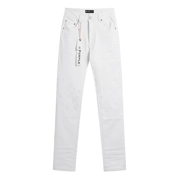 Purple Label Flared Perforated White Jeans - 24