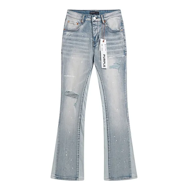 Purple Label Flared Perforated White Jeans - 26