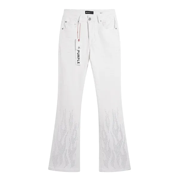 Purple Label Flared Perforated White Jeans - 1