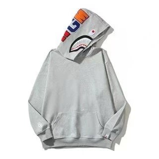 (Grey Shark Pullover Hoodie Terry Cotton)