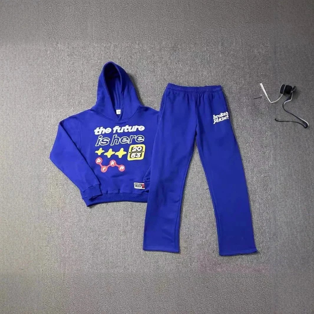 Broken Planet Hoodie And Sweatpants Set Multicolor Graphic Streetwear
