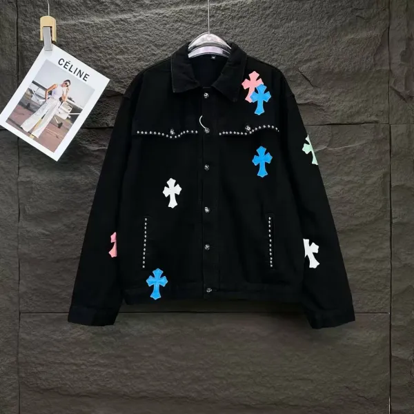 Chrome Hearts Cross Embroidered Light Wash Denim Jacket - 10