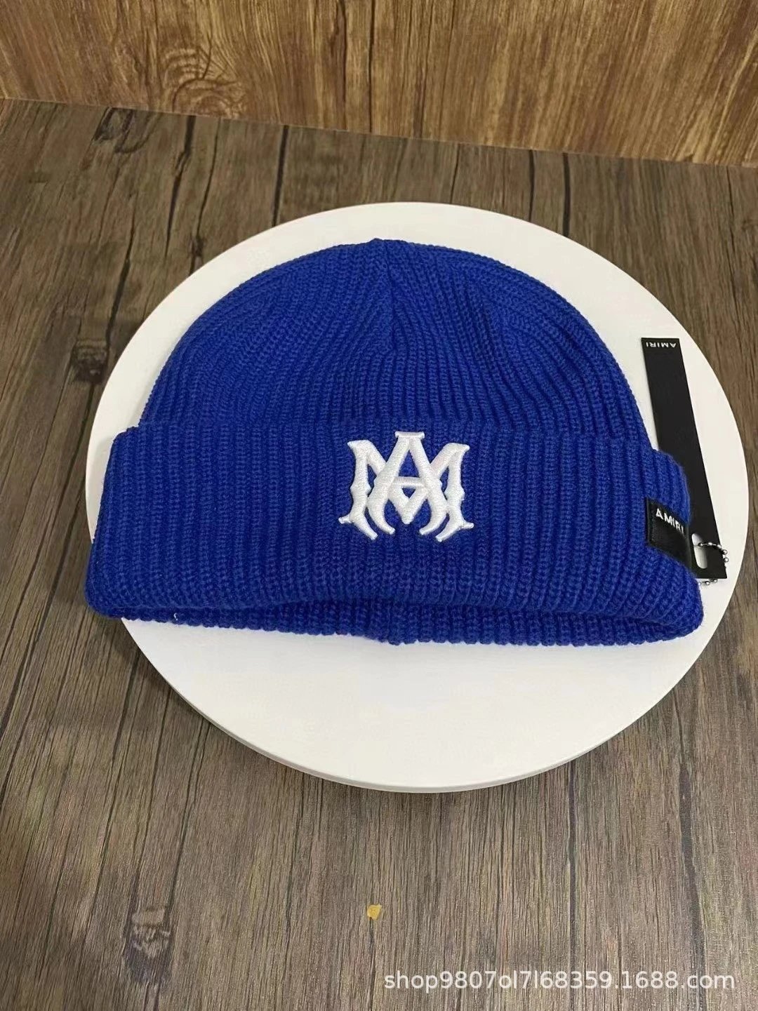 Amiri Logo Embroidered Royal Blue Beanie - 1