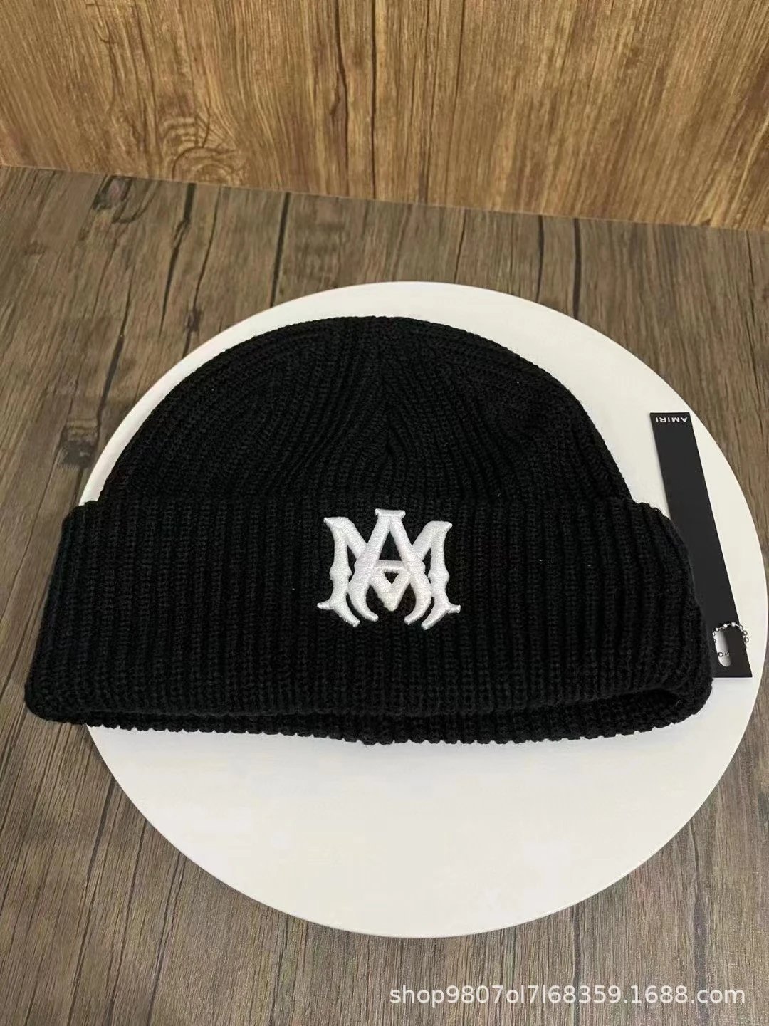 Amiri Logo Embroidered Black Beanie - 1