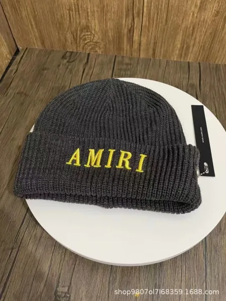 Amiri Embroidered Logo Beanie Gray - 1