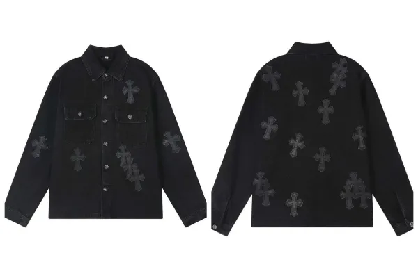 Chrome Hearts Cross-Embellished Black Denim Jacket - 1