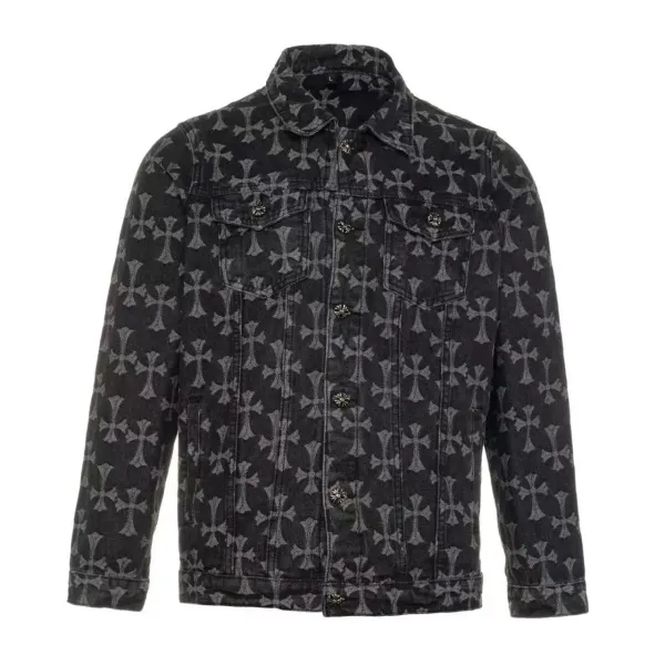 Chrome Hearts Cross Embroidered Light Wash Denim Jacket - 11