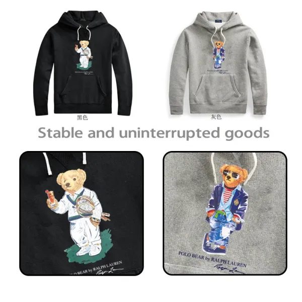 Polo Ralph Lauren Polo Bear Hoodie Black and Gray - 1