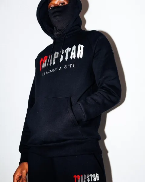 Trapstar Arch Logo Hoodie and Sweatpants Black/Gray Colorblock Set - 36