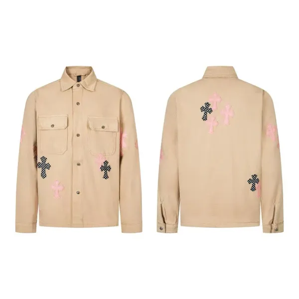 Chrome Hearts x Unknown Brand Cross-Embroidered Beige Shirt-Jacket - 1