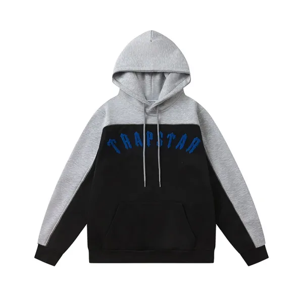 Trapstar Arch Logo Hoodie and Sweatpants Black/Gray Colorblock Set - 4