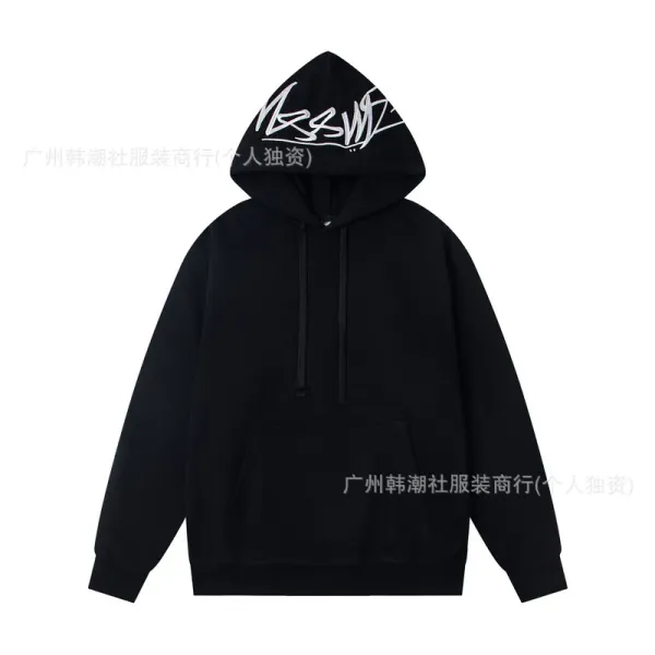 Design Streetwear Hoodie with White Graffiti Logo Black Hoodie - 1