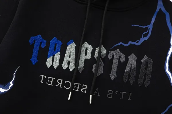 Trapstar Arch Logo Hoodie and Sweatpants Black/Gray Colorblock Set - 54